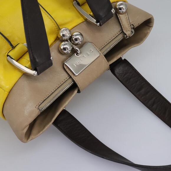 CELINE Hand Bag Leather Yellow Brown Silver - Picture 6 of 13